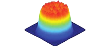 Enerjiyi tedavi alanına eşit dağıtarak sıcak nokta riskini ve termal hasarı minimize eden Flat Top Hat Işın Profilini sembolize eden görsel.