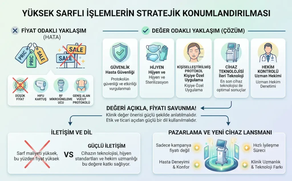 Yüksek sarflı işlemlerde fiyat odaklı yaklaşım yerine değer odaklı konumlandırma ile klinik kârlılığın korunması